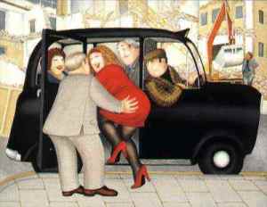 Taxi by Beryl Cook. McNeill Gallery has the largest collection of Beryl Cooks collectable signed prints