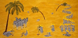 Zebra Art Class under Palm trees