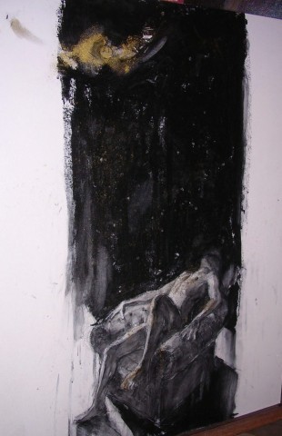 Study for male nude in chesterfield chair