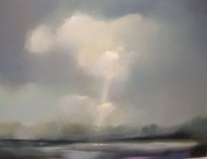 Thunder clouds with light shining through